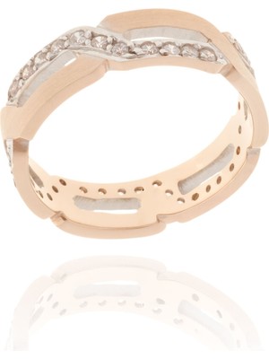 Berk Mücevherat 14 Ayar Altın Sarmal Taşlı Kadın Alyans 9