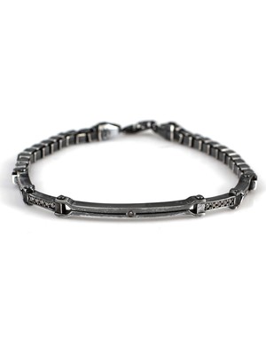 Nusret Takı 925 Ayar Gümüş Taşlı Küp Zincirli Bileklik