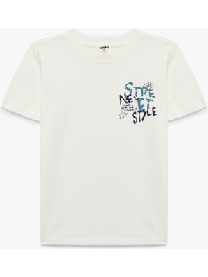 Koton Baskı Detaylı Kısa Kollu Bisiklet Yaka Pamuklu Tişört