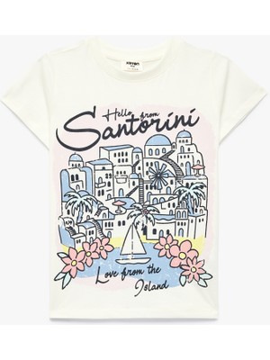 Koton Pamuklu Bisiklet Yaka Kısa Kollu Baskılı Tişört