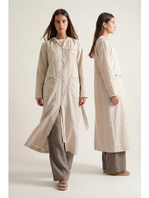 Ceremony Kapüşonlu Yuvarlak Torba Cepli Fermuarlı Safari Kap 813 Taş