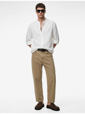 Koton Pamuklu Regular Fit Düğme Detaylı Uzun Kollu Hakim Yaka Gömlek