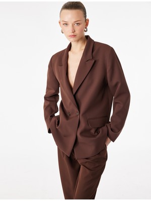 Koton Cep Detaylı Düğmeli Kruvaze Yaka Oversize Blazer Ceket