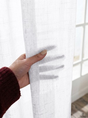 Favolli Kar Beyazı Keten Dokulu 1/3 Sık Pileli Zarif Tül Perde | Ütü Istemez | En Çok Satan Tül Perde