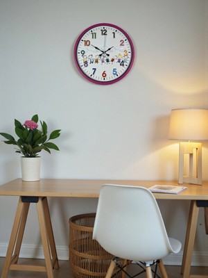 MegaSepet Mey Ithalat® 36 cm Pembe Çocuk Odası Duvar Saati