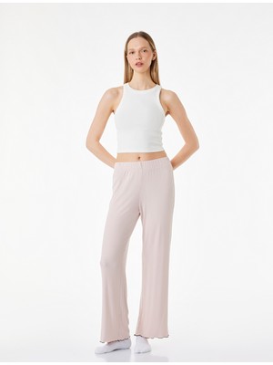 Koton Rahat Kesim Ribanalı Yüksek Bel Pamuklu Pijama Altı