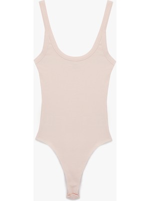 Koton Slim Fit Kolsuz U Yaka Çıt Çıt Detaylı Body