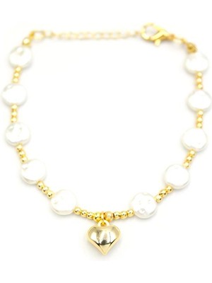 Esranın Dünyası Kalp Inci Bileklik - Altın