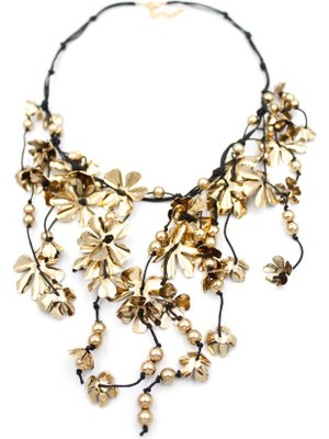 Esranın Dünyası Metal Çiçek Kolye - Altın