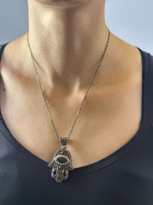 Gönülden Tasarım Kristal Taşlı Zirkon Işleme Kadın Kolye 24 cm