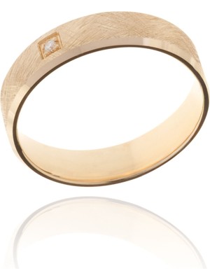 Berk Mücevherat 14 Ayar Mat Altın Taşlı Kadın Alyans 9