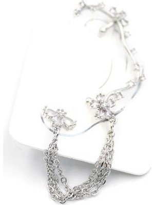 Esranın Dünyası Taşlı Kıkırdak Küpe - Gümüş