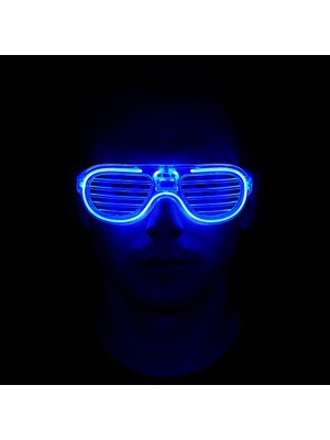 Gray Line Gry Mavi LED Işıklı Parti Gözlüğü - Neon Glow Şerit Gözlük 3 Modlu Nel1