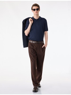 Koton Regular Fit Kısa Kollu Dokulu Düğmeli Polo Yaka Triko Tişört