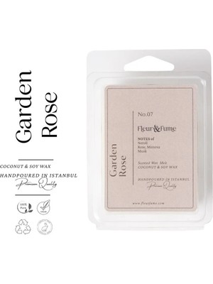 Fleur & Fume Garden Rose No.7 - Premium Wax Melt Tablet - Alevsiz Gül Bahçesi Esintisi
