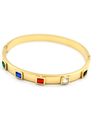 Esranın Dünyası Kare Taşlı Bilezik - Altın