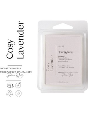 Fleur & Fume Cosy Lavender No.09- Premium Wax Melt Tablet - Eriyen Huzur