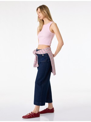 Koton Pamuklu Cepli Normal Bel Culotte Pantolon - Culotte Jeans