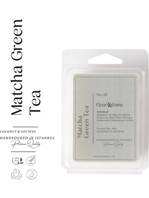 Fleur & Fume Matcha Green Tea - Premium Wax Melt Tablet - Anında Tazelenme ve Zen Enerjisi