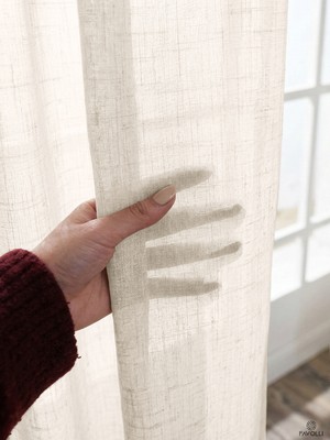 Favolli Krem Renk Keten Dokulu 1/3 Sık Pileli Zarif Tül Perde | Ütü Istemez | En Çok Satan Tül Perde