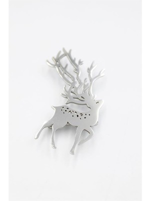 Esranın Dünyası Çelik Geyik Broş - Gümüş