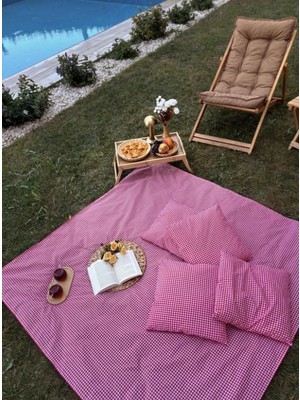 Nurgita Home Gün Batımı Masa Piknik Örtüsü Sofra Bezi (160 x 160) , 4 Minder (40 x 40) Set