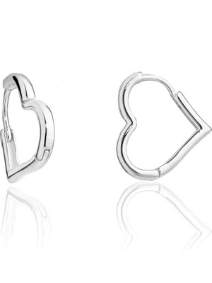 Spossy Silver Jewelry Kalp Kilit Küpe