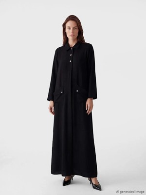 LC Waikiki Büyük Beden Gömlek Yaka Kadın Ferace  (S6)