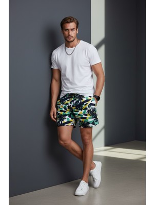 Piyera Erkek Deniz Şortu Ön ve Arka Fermuarlı Cepli Hızlı Kuruyan Lastikli Bel Bağcıklı Plaj ŞORTU-6021