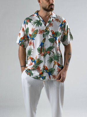 Cocopelli Papağan Desenli Erkek Gömlek COC2977