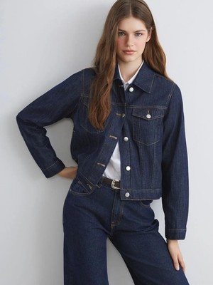 LC Waikiki Gömlek Yaka Kadın Jean Ceket  (W5)