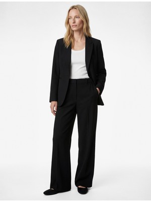 Koton Düğmeli Cepli Geniş Yaka Krep Blazer Ceket