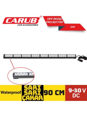 Carub Off Road Sis Projektör 90 cm Sarı-Sarı Çakarlı 9-30V Çakmaklı Fonksiyonlu