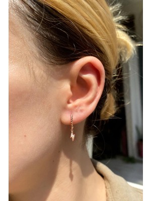 Spossy Silver Jewelry Opal Taşlı Şimşek Küpe