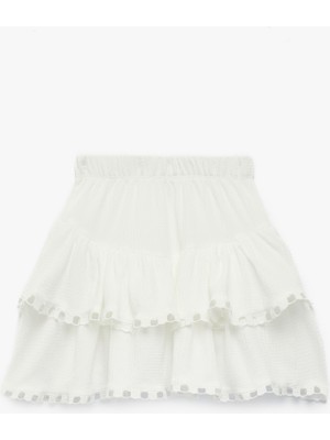 Koton Dantel Detaylı Rahat Kesim Beli Lastikli Mini Etek