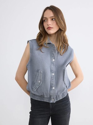 LC Waikiki Gömlek Yaka Kadın Jean Yelek  (S6)