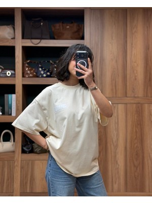 Vazıradk Bisiklet Yaka Oversize Baskılı Tişört