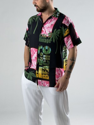 Cocopelli Hawai Viscon Siyah Erkek Gömlek COC2970