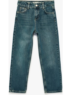 Koton Pamuklu Düğmeli Straight Fit Denim Pantolon