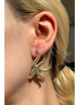 Spossy Silver Jewelry Teklı Deniz Yıldızı Küpe ( Sol Kulak )