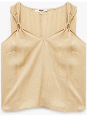 Koton Viskon Kumaş Aksesuar Detaylı Kolsuz Bluz