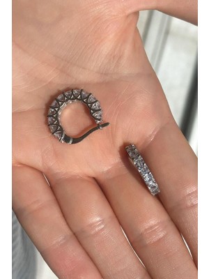 Spossy Silver Jewelry 1.9 cm Taşlı Halka Küpe