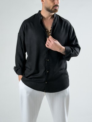 Cocopelli Desenli Siyah Erkek Gömlek COC2984