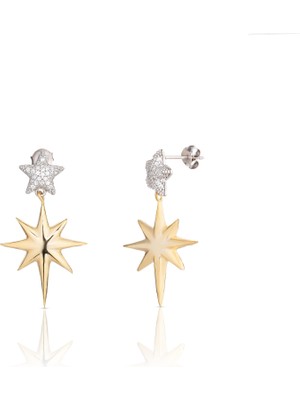 Spossy Silver Jewelry Taşlı Kutup Yıldız Küpe