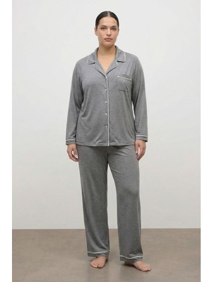 Myline Kontrast Biyeli Penye Pijama Takımı