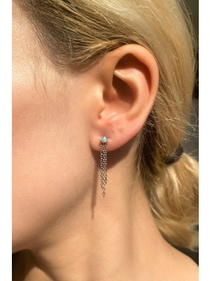 Spossy Silver Jewelry Opal Taşlı, Sallantılı Küpe