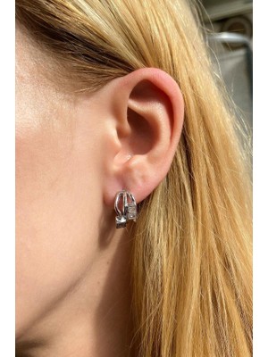 Spossy Silver Jewelry Minimal Tasarım Halka Küpe