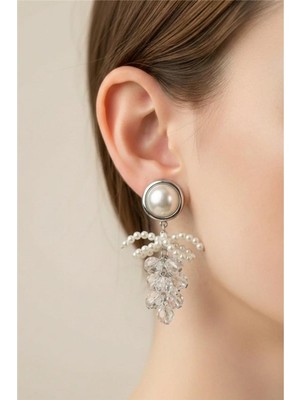 Petek Aksesuar Boncuk Incili Salkım Bahar Küpe