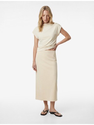 Koton Modal Kumaş Slim Fit Yırtmaçlı Midi Kalem Etek