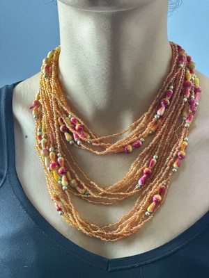 Gönülden Tasarım Renkli Kristal Boncuklu Kadın Kolye 18 cm